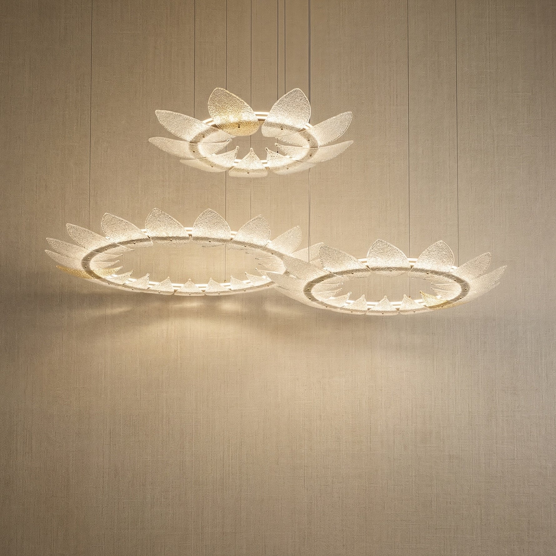 Yiosi White Birch 3-Tier Nested Glass Pendant Light 39" - 39" (Dia 1000mm)