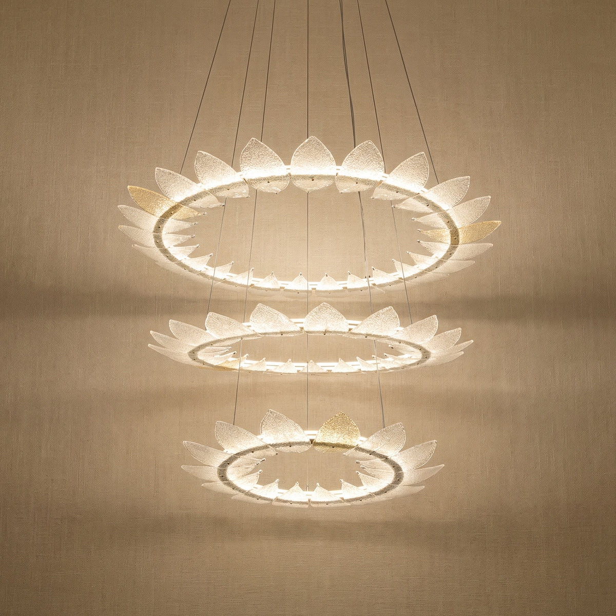 Yiosi White Birch 3-Tier Nested Glass Pendant Light 47" - 47" (Dia 1200mm)