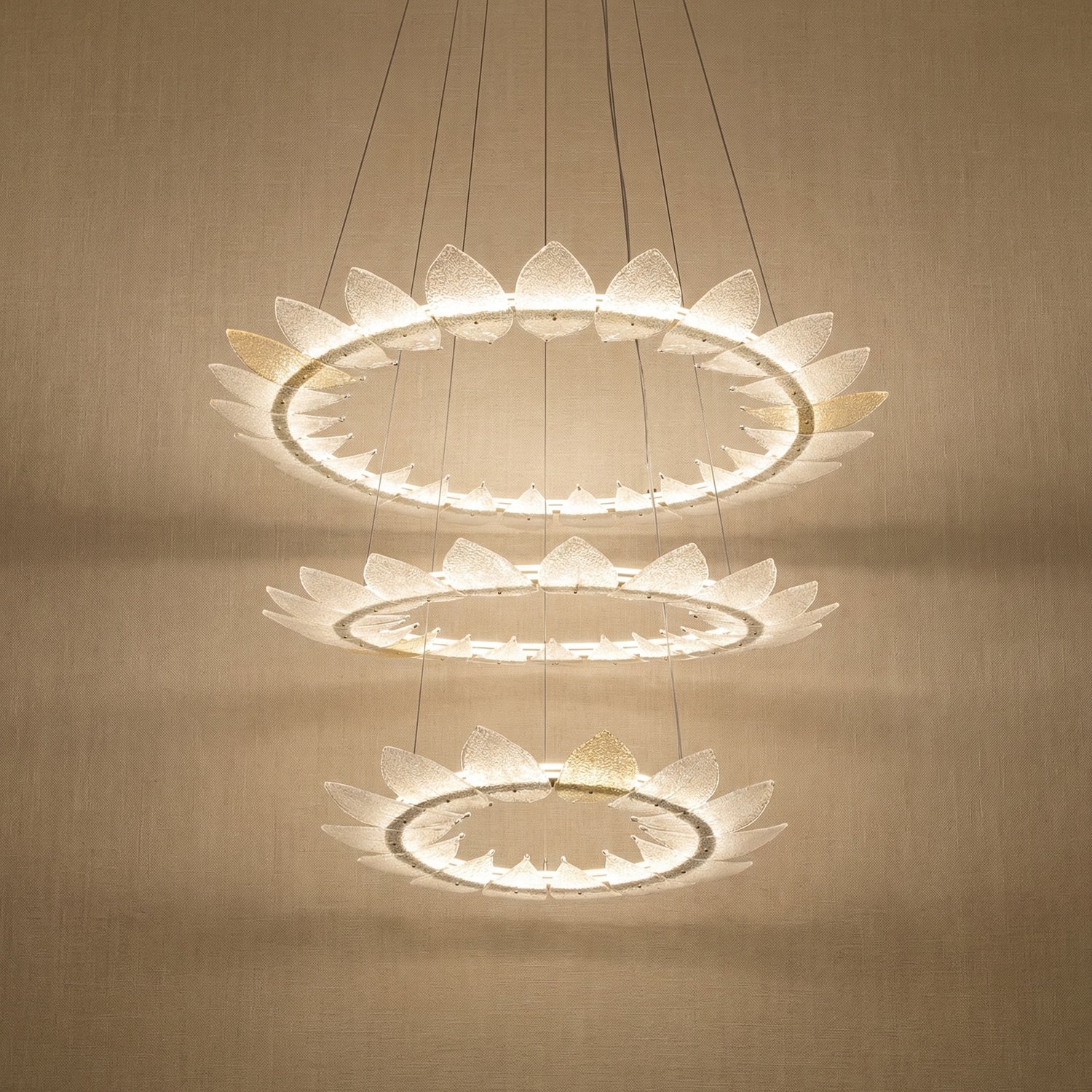 Yiosi White Birch 3-Tier Nested Glass Pendant Light 47" - 47" (Dia 1200mm)