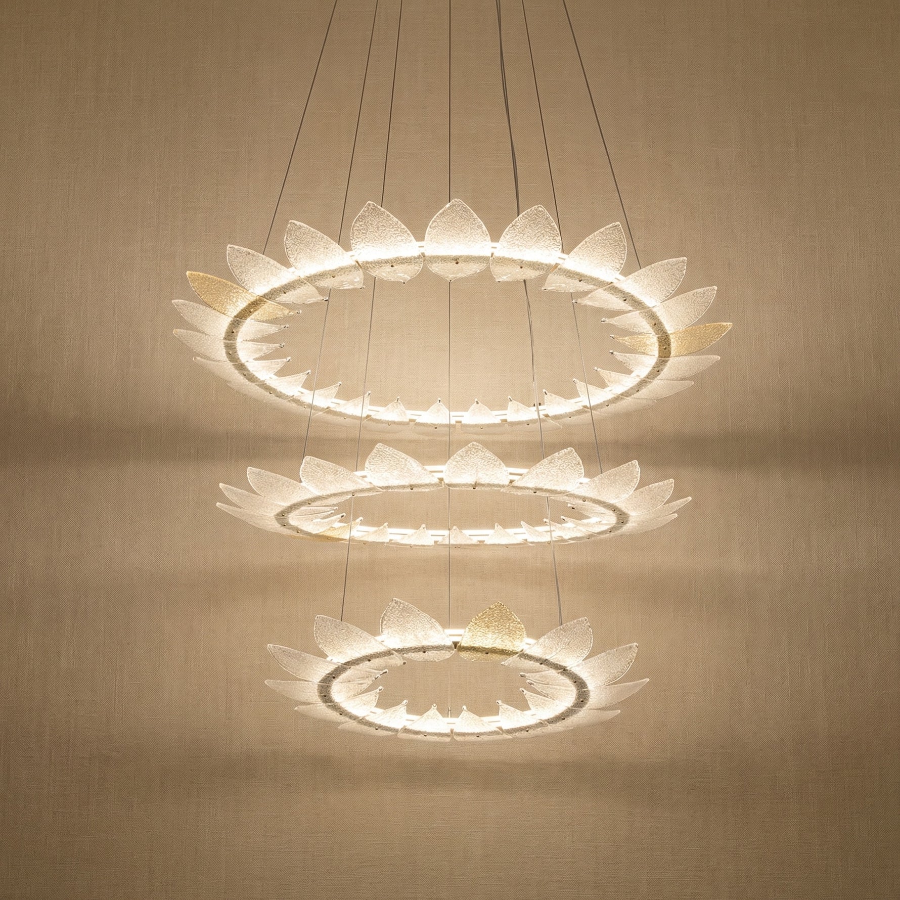 Yiosi White Birch 3-Tier Nested Glass Pendant Light 47" - 47" (Dia 1200mm)