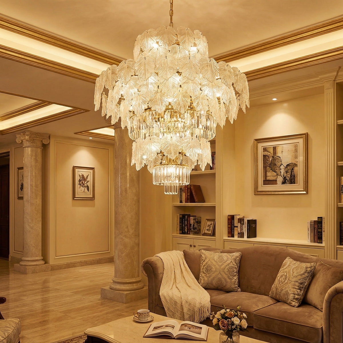 Yiosi Xingye 3-Tier Nested Crystal Pendant Light - scene-3