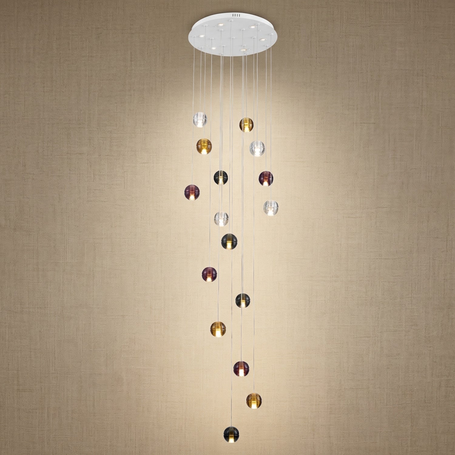 Yiosi Yo Cascading Glass Pendant Light 24" - 24" (Dia 600mm)