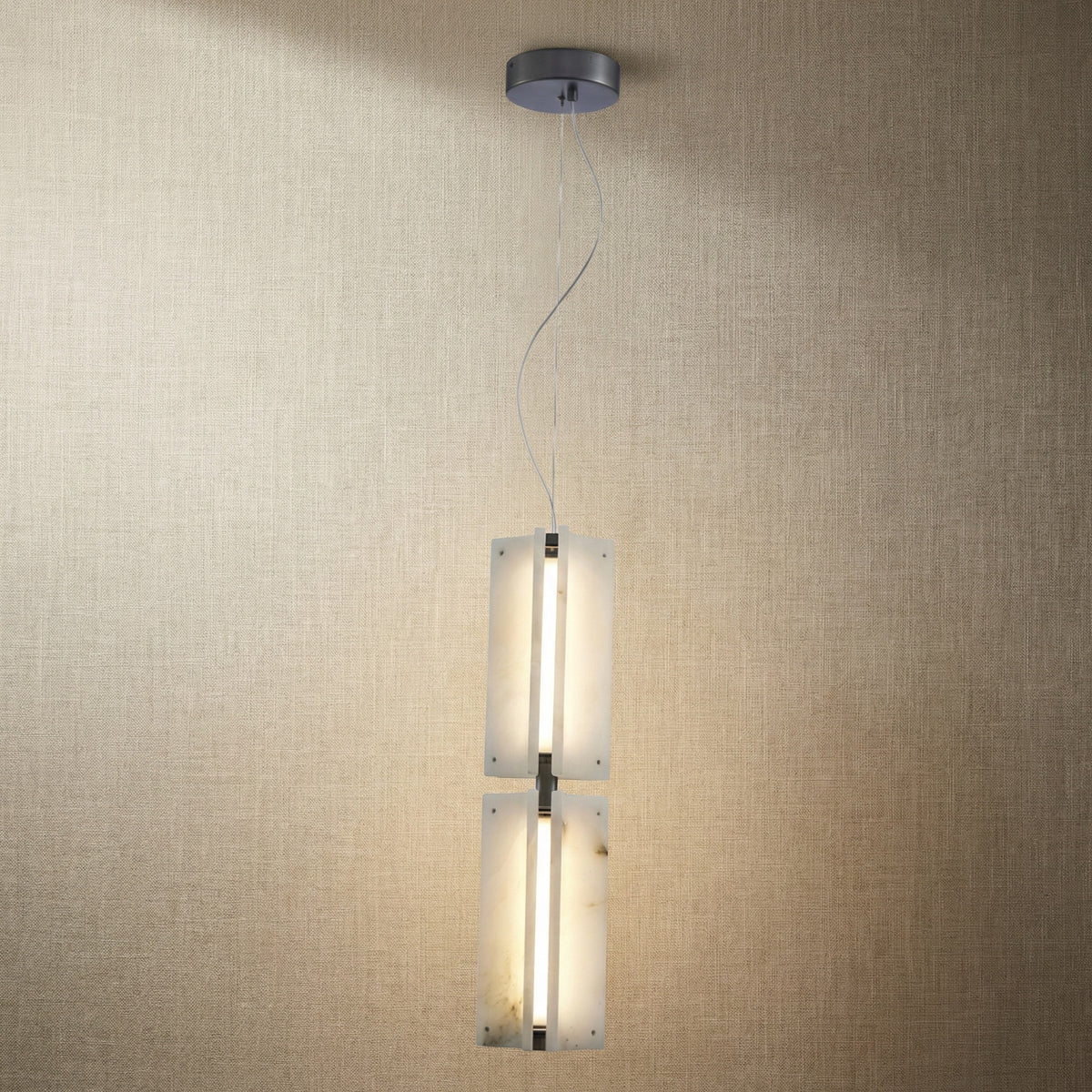 Yiosi Yunjin Double Natural Stone Pendant Light - 6" (Dia 150mm)