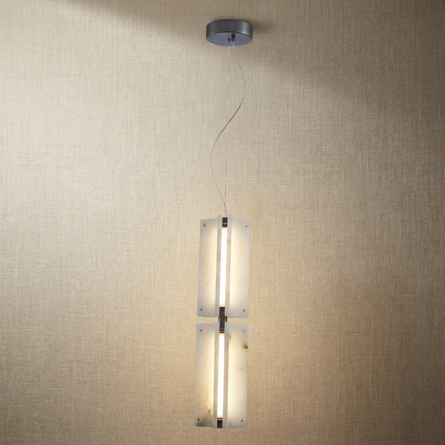 Yiosi Yunjin Double Natural Stone Pendant Light - 6" (Dia 150mm)