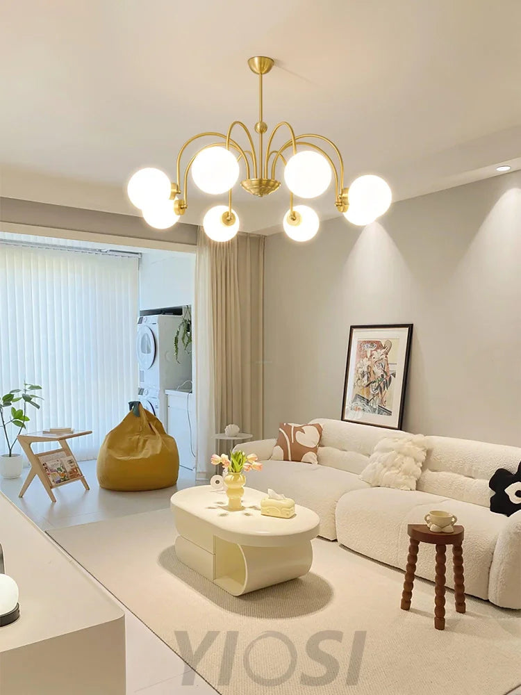Yisu Brass Chandelier with 3/6/8 heads - Bend, Marshmallow Chandelier-1-Yiosilamp
