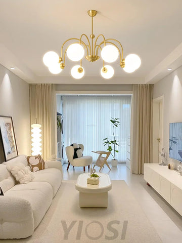 Yisu Brass Chandelier with 3/6/8 heads - Bend, Marshmallow Chandelier-1-Yiosilamp