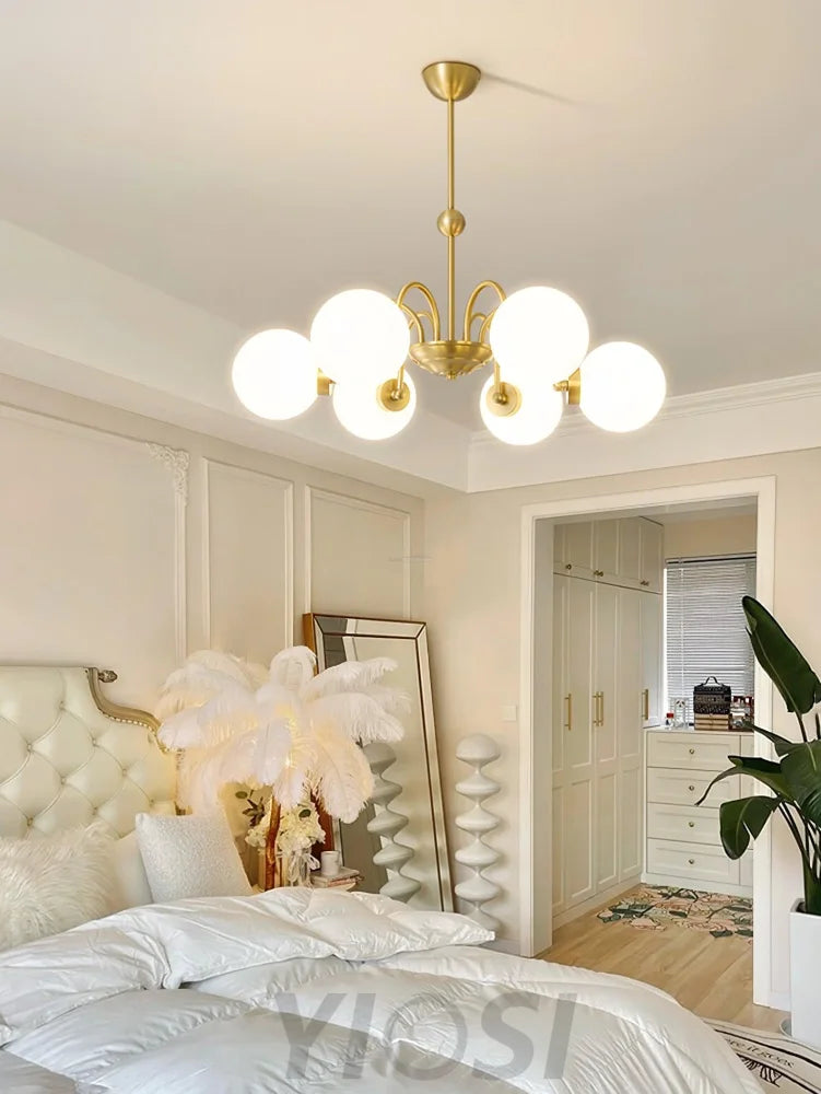 Yisu Brass Chandelier with 3/6/8 heads - Bend, Marshmallow Chandelier-1-Yiosilamp