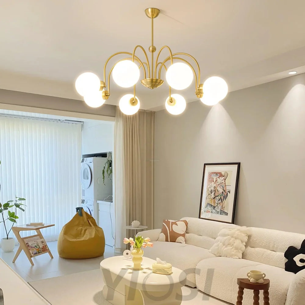 Yisu Brass Chandelier with 3/6/8 heads - Bend, Marshmallow Chandelier-1-Yiosilamp
