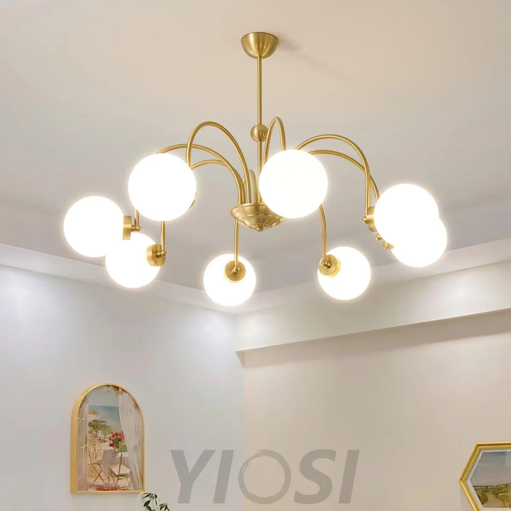 Yisu Brass Chandelier with 3/6/8 heads - Bend, Marshmallow Chandelier-1-Yiosilamp