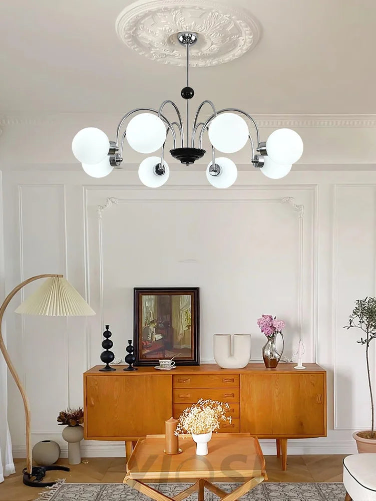Yisu Glass Globe Chandelier with 3/4/5/6/8 heads - Bend, Marshmallow Chandelier, Optimized-1-Yiosilamp