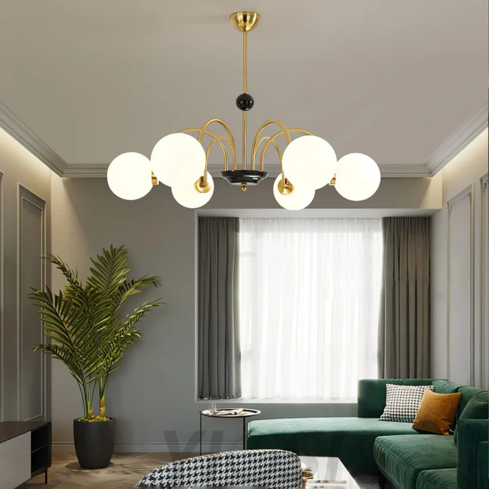 Yisu Glass Globe Chandelier with 3/4/5/6/8 heads - Bend, Marshmallow Chandelier, Optimized-1-Yiosilamp