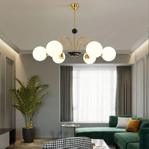 Yisu Glass Globe Chandelier with 3/4/5/6/8 heads - Bend, Marshmallow Chandelier, Optimized-1-Yiosilamp