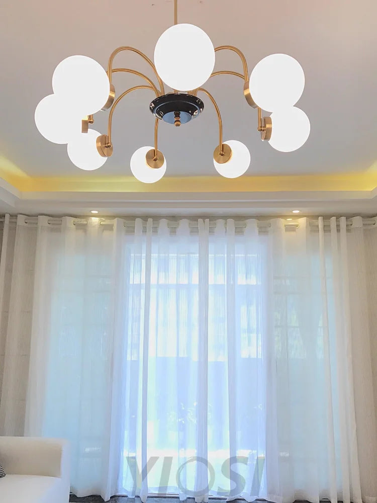 Yisu Glass Globe Chandelier with 3/4/5/6/8 heads - Bend, Marshmallow Chandelier, Optimized-1-Yiosilamp
