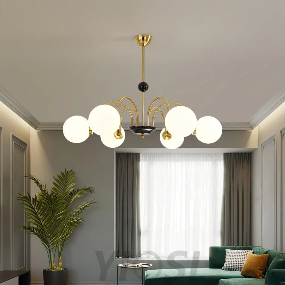 Yisu Glass Globe Chandelier with 3/4/5/6/8 heads - Yiosilamp