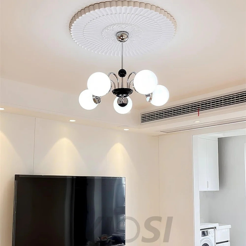 Yisu Glass Globe Chandelier with 3/4/5/6/8 heads - Bend, Marshmallow Chandelier, Optimized-1-Yiosilamp