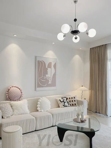 Yisu Glass Globe Chandelier with 3/4/5/6/8 heads - Bend, Marshmallow Chandelier, Optimized-1-Yiosilamp