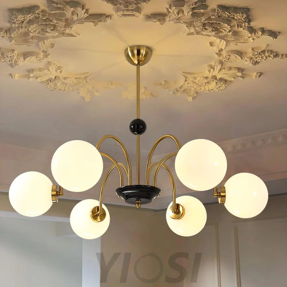 Yisu Glass Globe Chandelier with 3/4/5/6/8 heads - Bend, Marshmallow Chandelier, Optimized-1-Yiosilamp