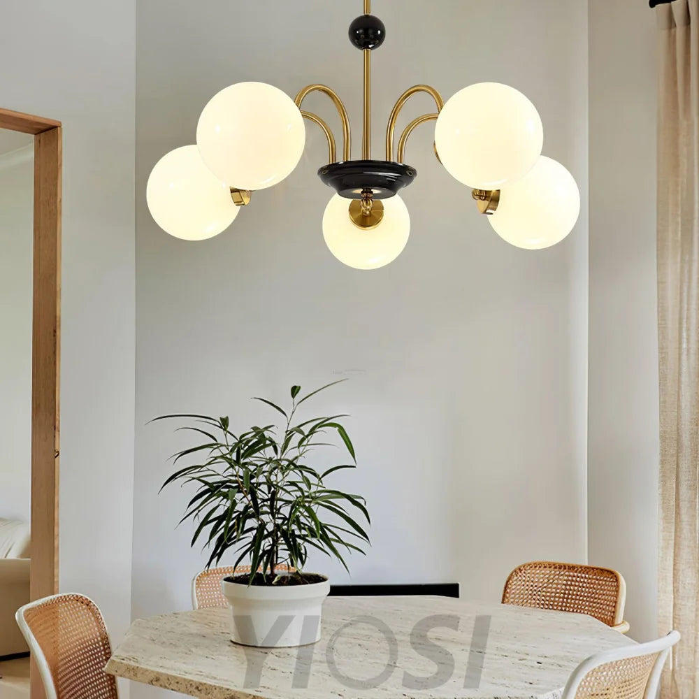 Yisu Glass Globe Chandelier with 3/4/5/6/8 heads - Bend, Marshmallow Chandelier, Optimized-1-Yiosilamp