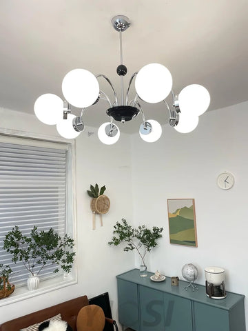 Yisu Glass Globe Chandelier with 3/4/5/6/8 heads - Bend, Marshmallow Chandelier, Optimized-1-Yiosilamp