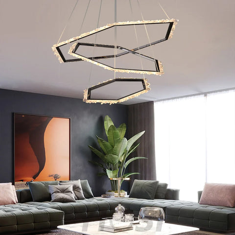 Yumi Modern Rock Crystal Ring Chandelier