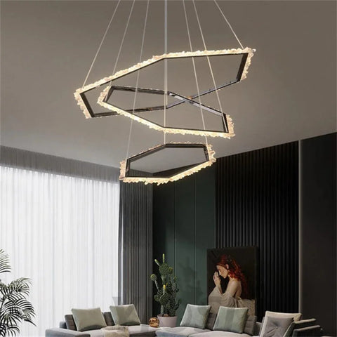 Yumi Modern Rock Crystal Ring Chandelier