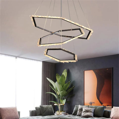 Yumi Modern Rock Crystal Ring Chandelier