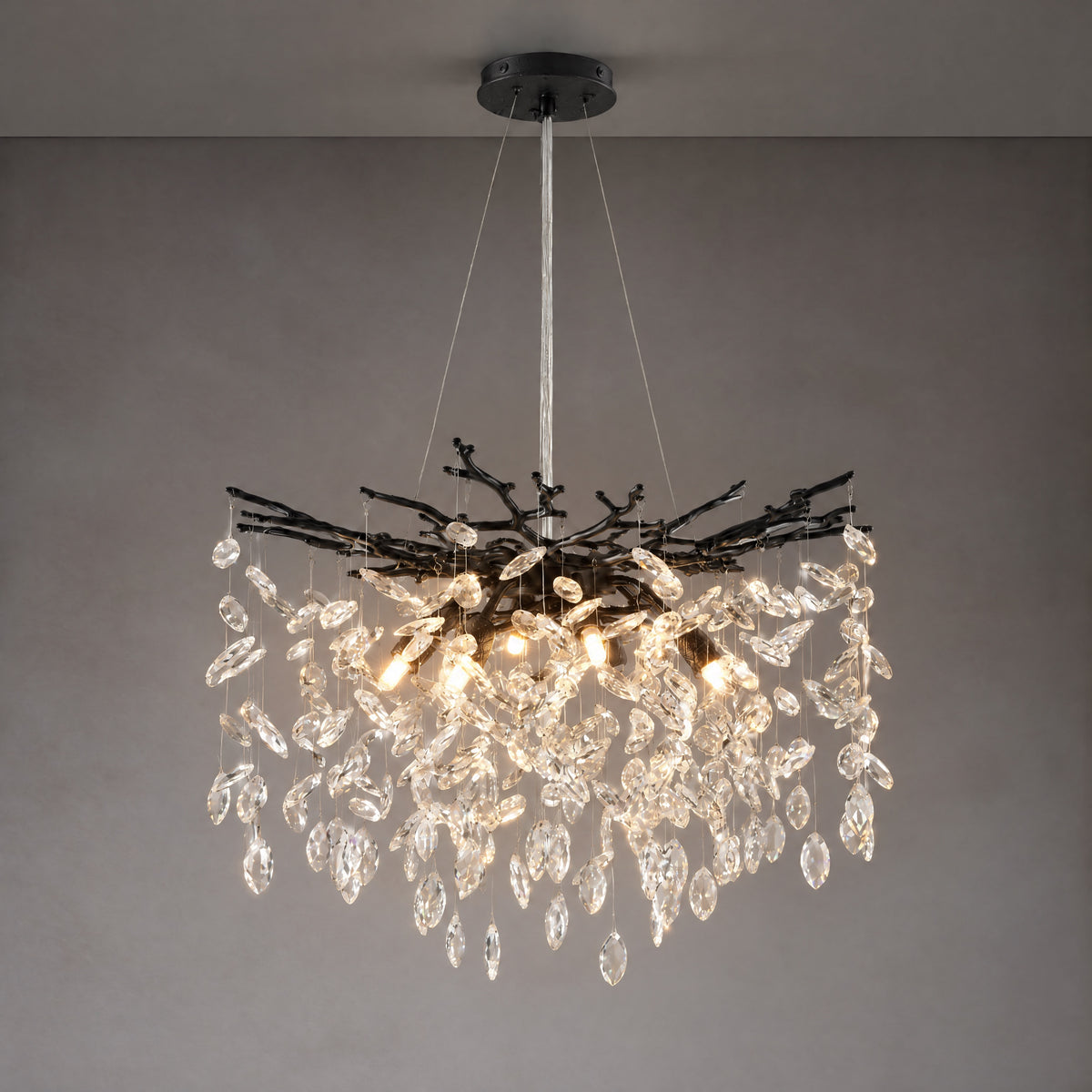 23.6" Modern Tree Branch Crystal Chandelier