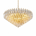 37" Modern Round Glass Tiered Chandelier