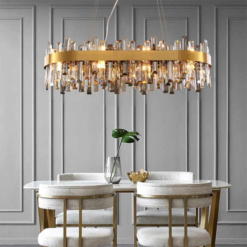 Zane Modern Linear Island Crystal Chandelier 32’’ Dining Room