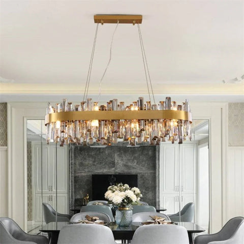 Zane Modern Linear Island Crystal Chandelier 47’’ Dining Room