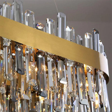 Zane Modern Linear Island Crystal Chandelier Dining Room