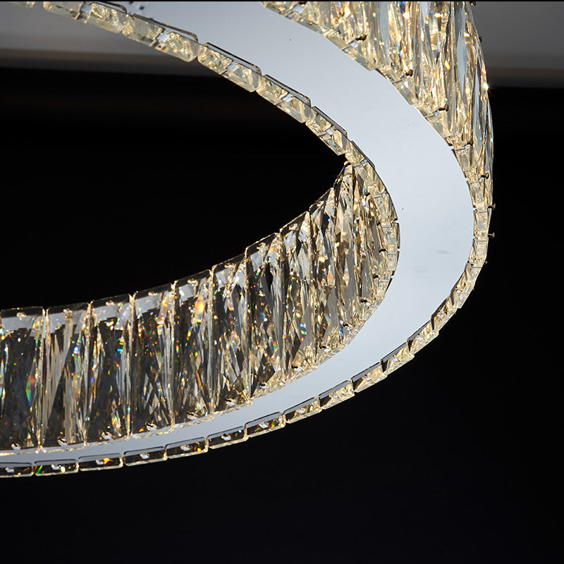 Modern Round Crystal Halo Ring Chandelier 23.6"D