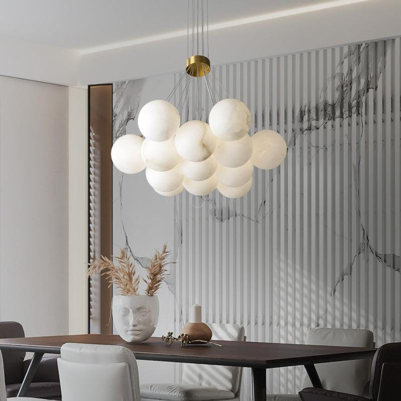 Modern Pearl Alabaster Ball Pendant Light, Dining Room Light