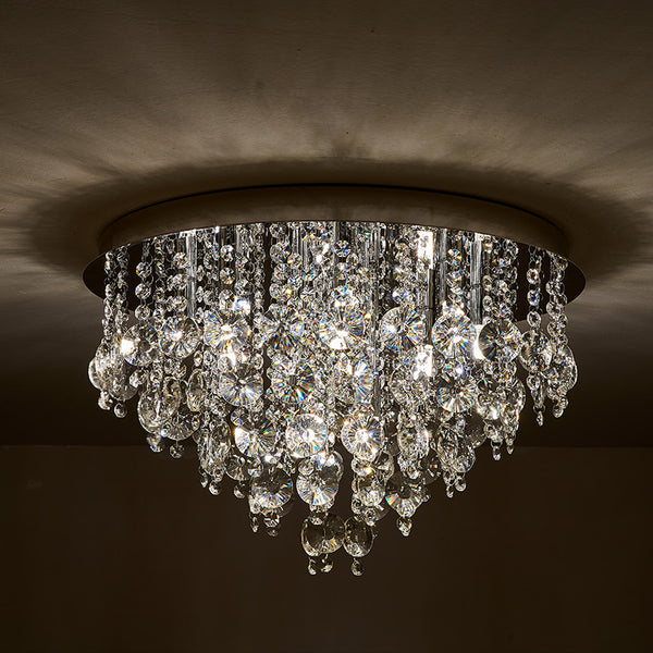 Flush Mount Ceiling Crystal Chandelier Lighting