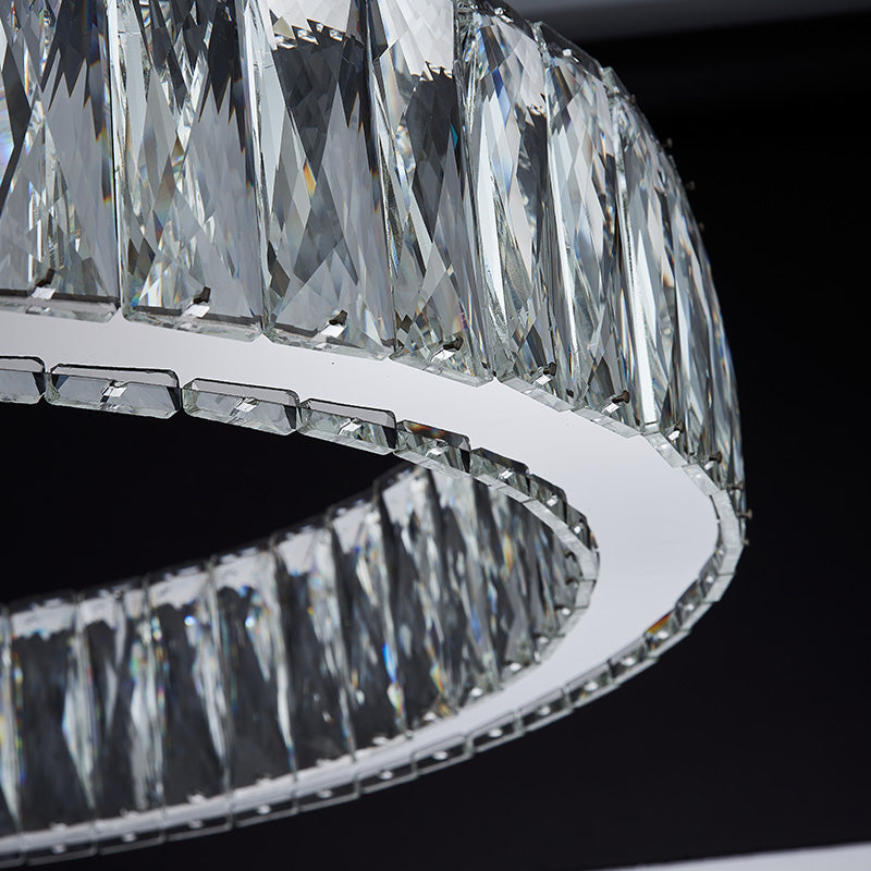 Modern Round Crystal Halo Ring Chandelier 23.6"D