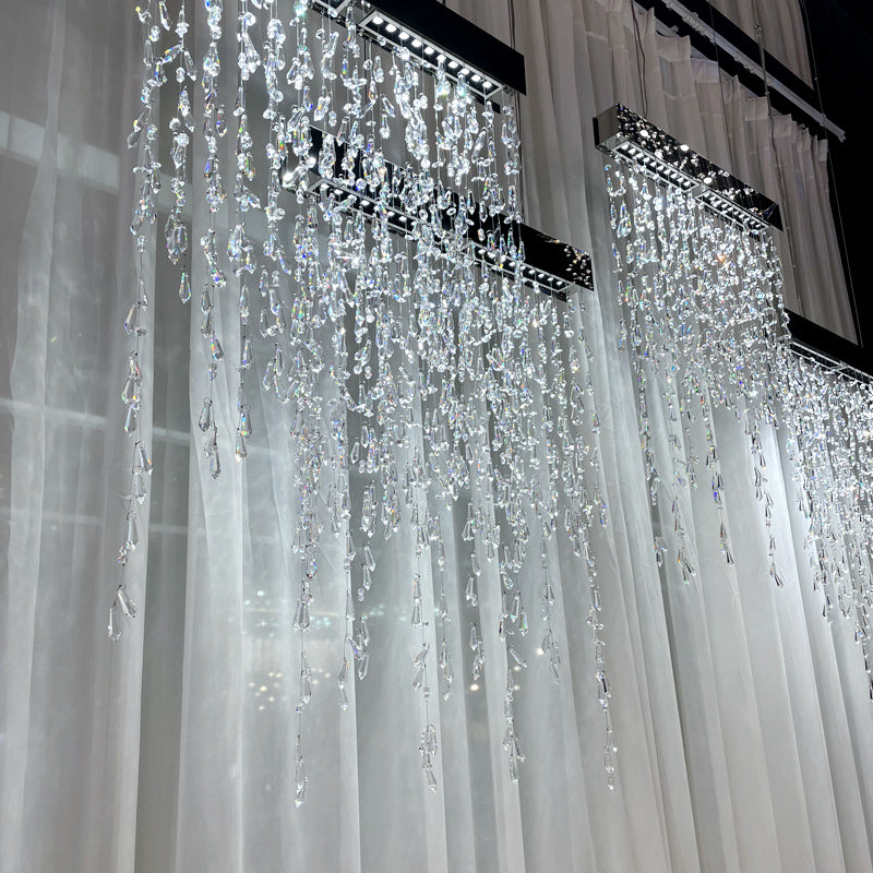 Linear Crystal Curtain Pendant Light