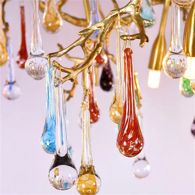 Melody Modern Linear Colorful Crystal Branch Chandelier