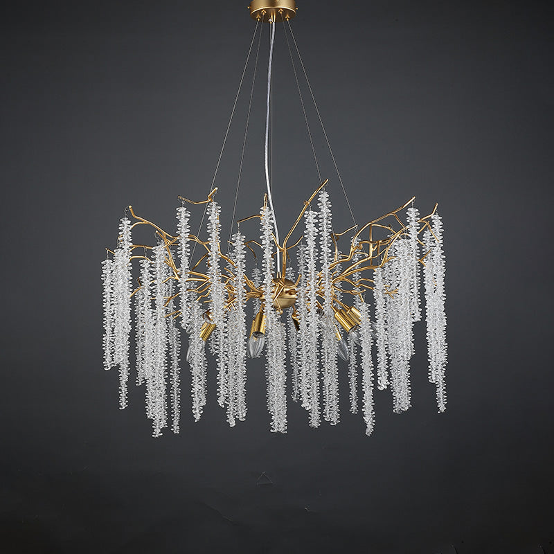 Gold Crystal Chandelier, Modern Tree Branch Chandeliers Lighting 31.5"D