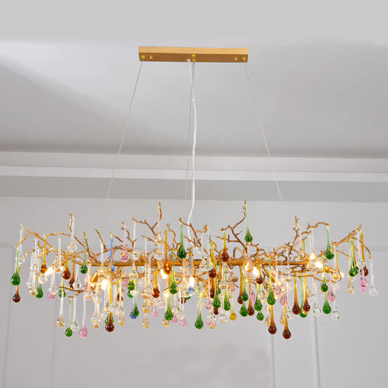 Vitia Colorful Crystal Linear Branch Chandelier