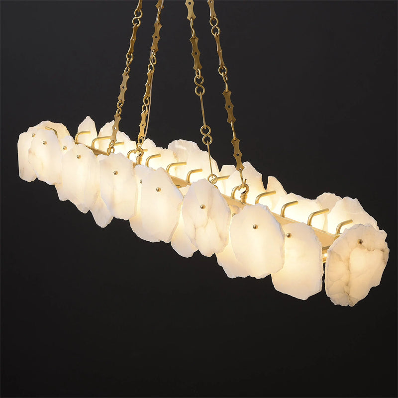 Noah Alabaster Modern Snowflake Linear Chandelier with Chain
