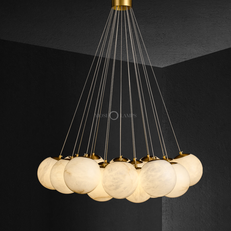 Modern Pearl Alabaster Ball Pendant Light, Dining Room Light