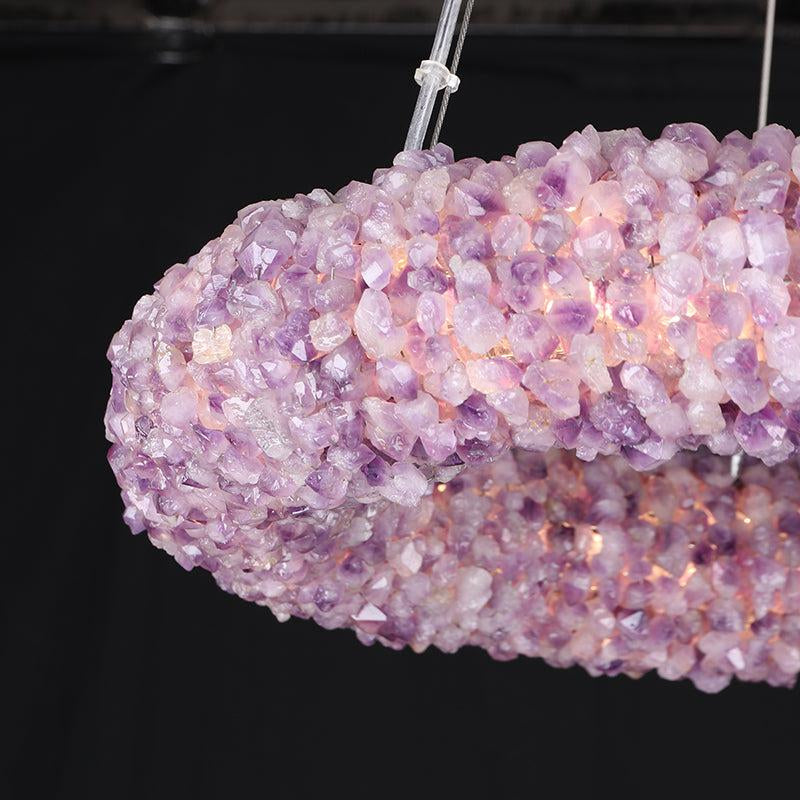 Tadeo Purple Rock Crystal Round Luxury Chandelier