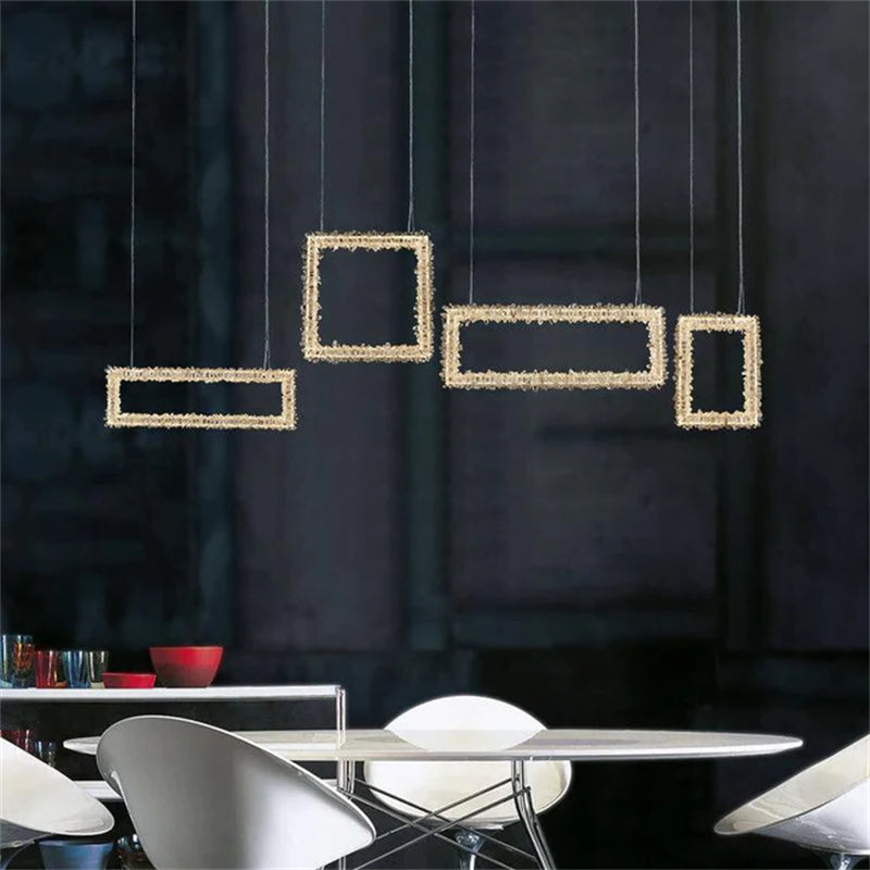 Echo Modern Rock Crystal Chandelier Over Dining Table