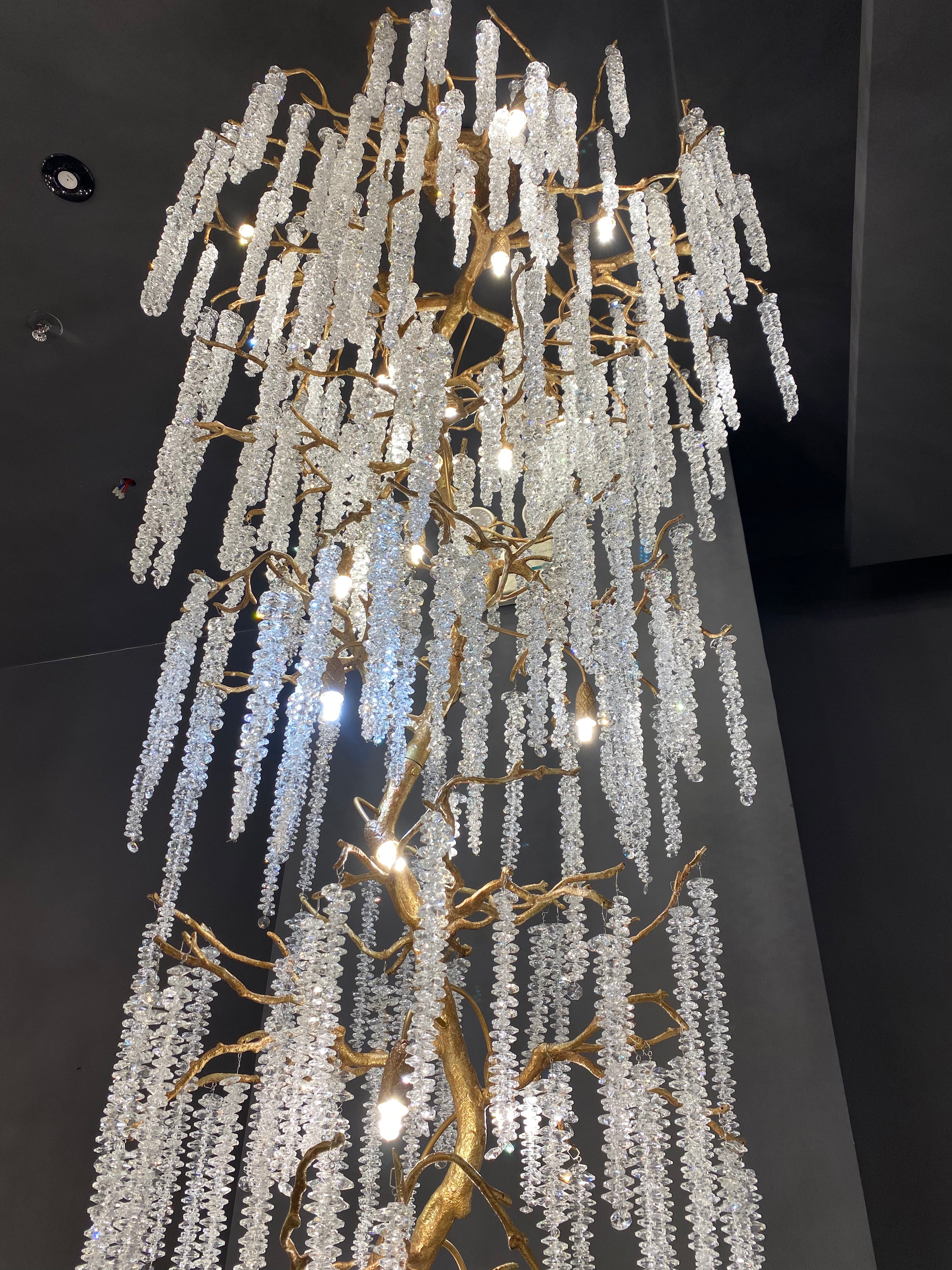 Calypso Large Crystal Tree Branch Round Chandelier for Staircase,Hallway