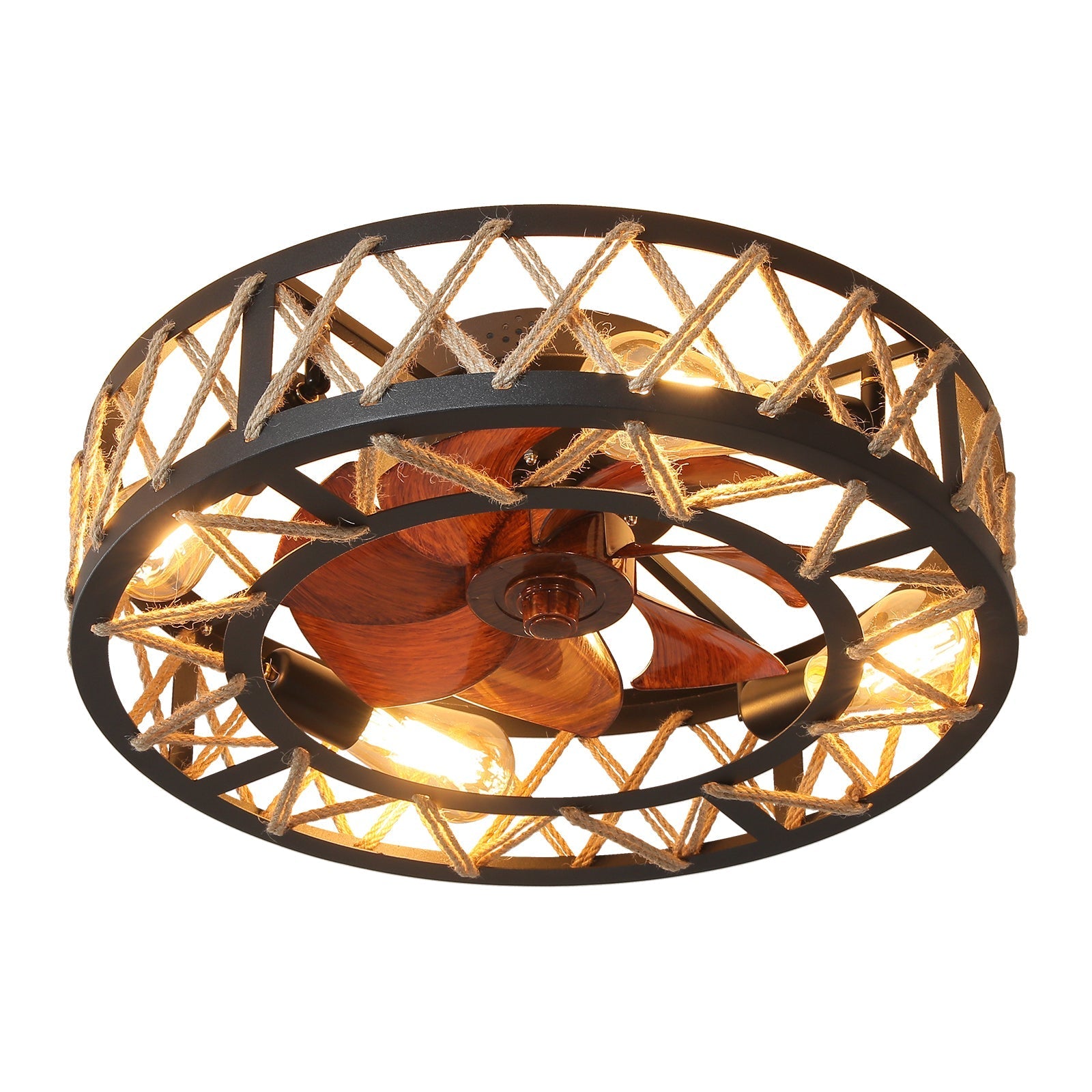 Vincenzo Ceiling Fan Chandelier Round 6 Speed Reversible With 4 Bulbs and Remote Control For Living Room