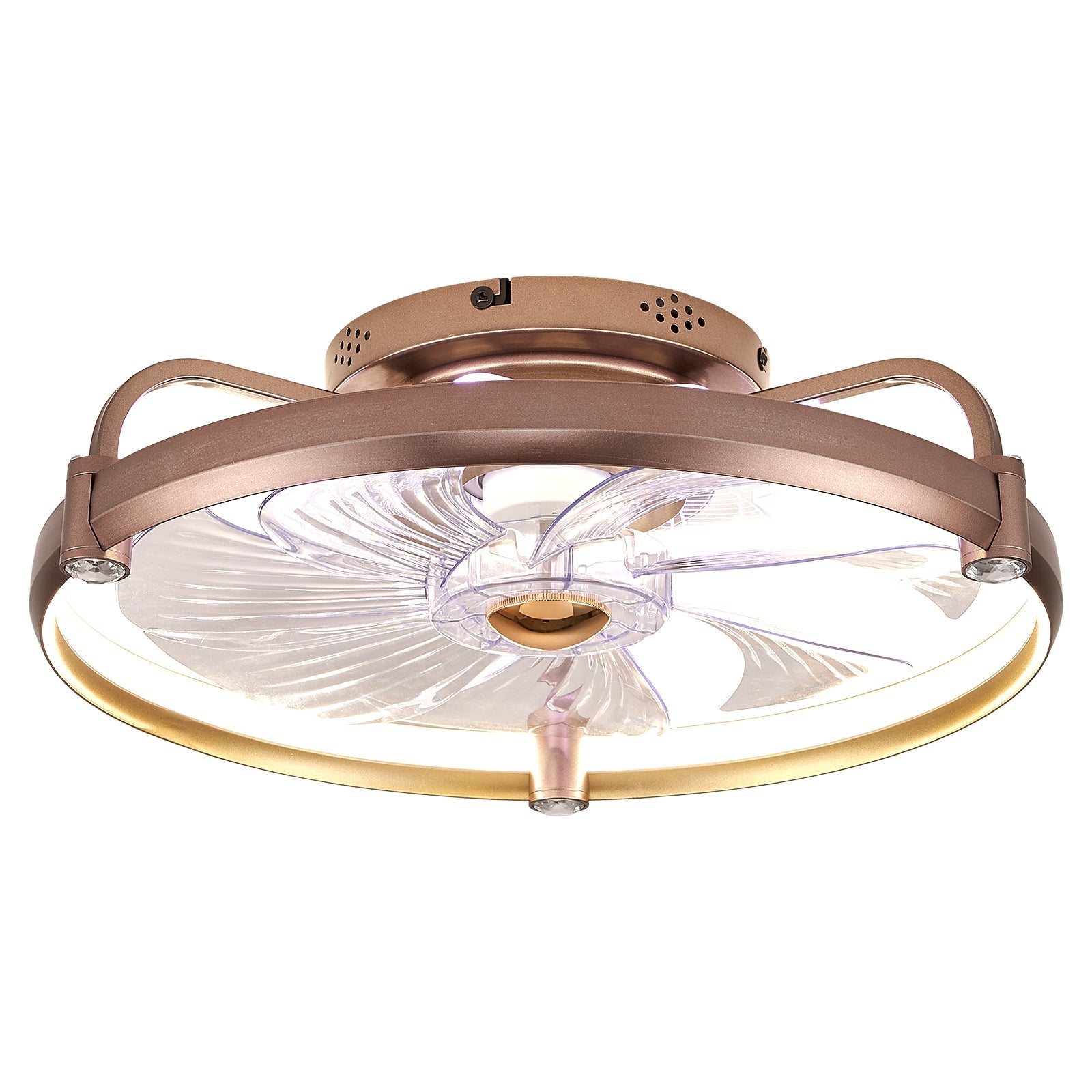 Blanca16" Ceiling Smart Fan APP Control Kitchen Island LED Light, 6-Speed, Reverse, Natural Wind, Sleep Mode, 20W DC Motor, LED: Dimmable, Color Temperature, RGB, +Violet Night Light, Timer, No Controller, 72W