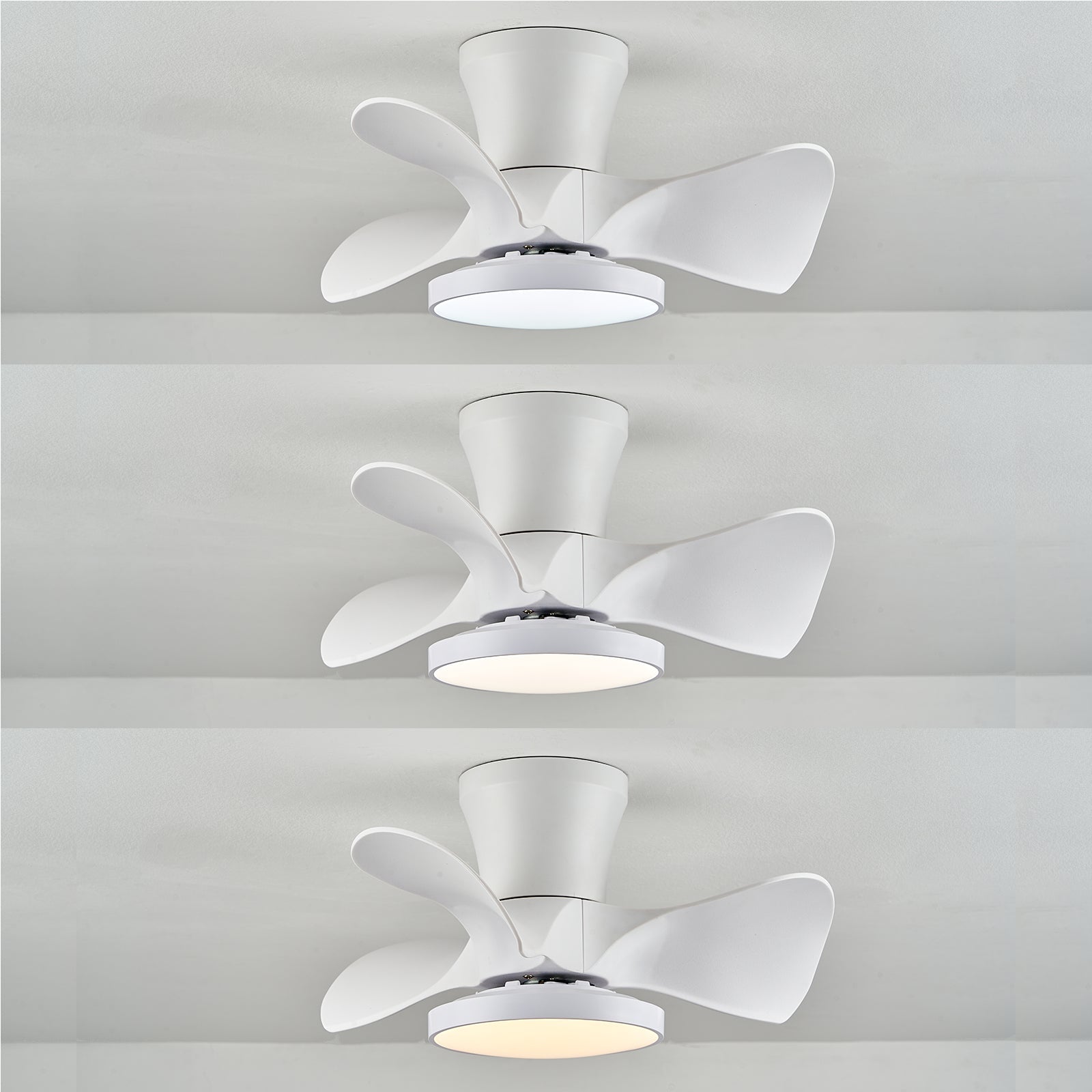 Lulius 22" Ceilings Fans with Lights and Remote, Small Quiet White Ceiling Fan with LED Light for Bathroom,Kitchen Patio (White)
