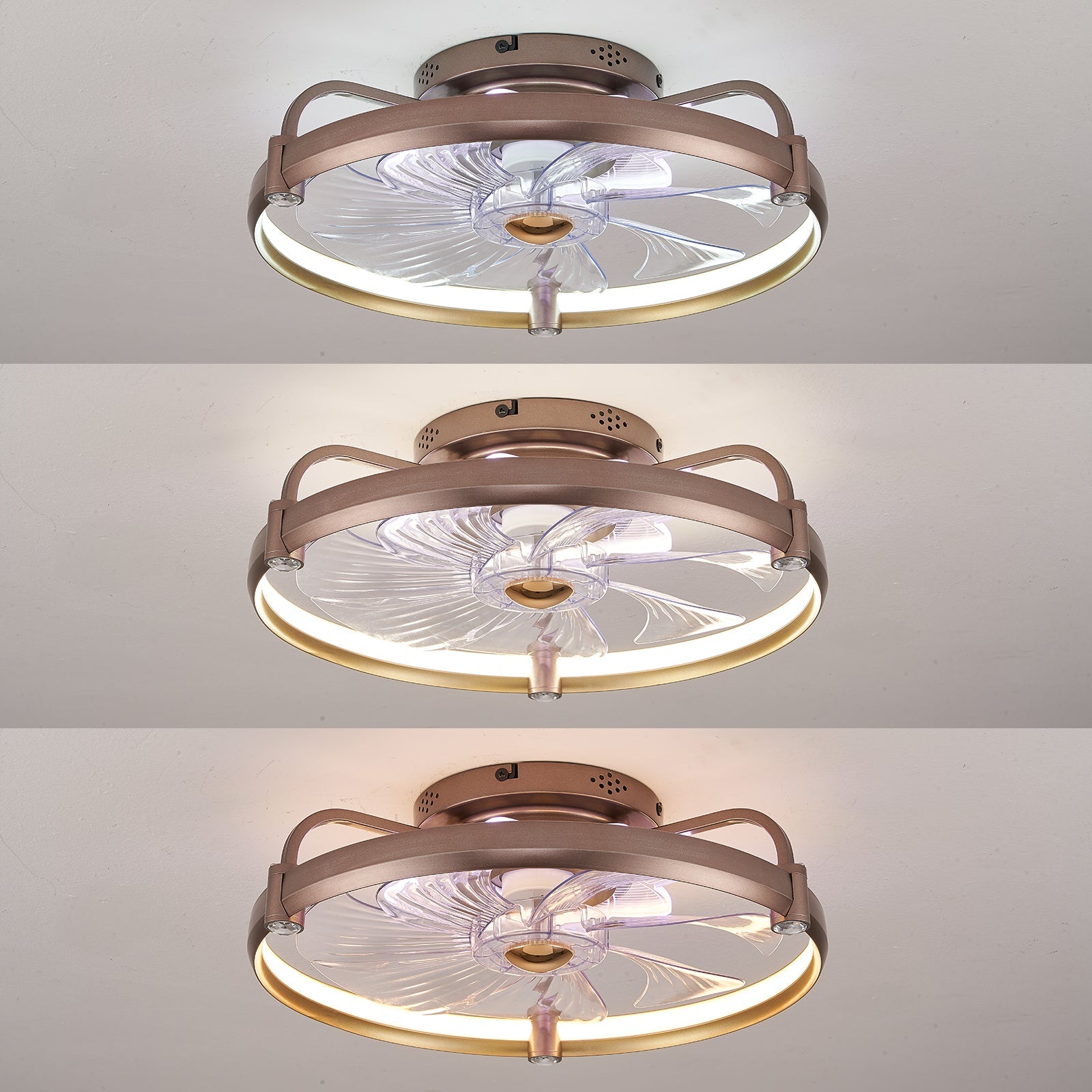 Blanca16" Ceiling Smart Fan APP Control Kitchen Island LED Light, 6-Speed, Reverse, Natural Wind, Sleep Mode, 20W DC Motor, LED: Dimmable, Color Temperature, RGB, +Violet Night Light, Timer, No Controller, 72W