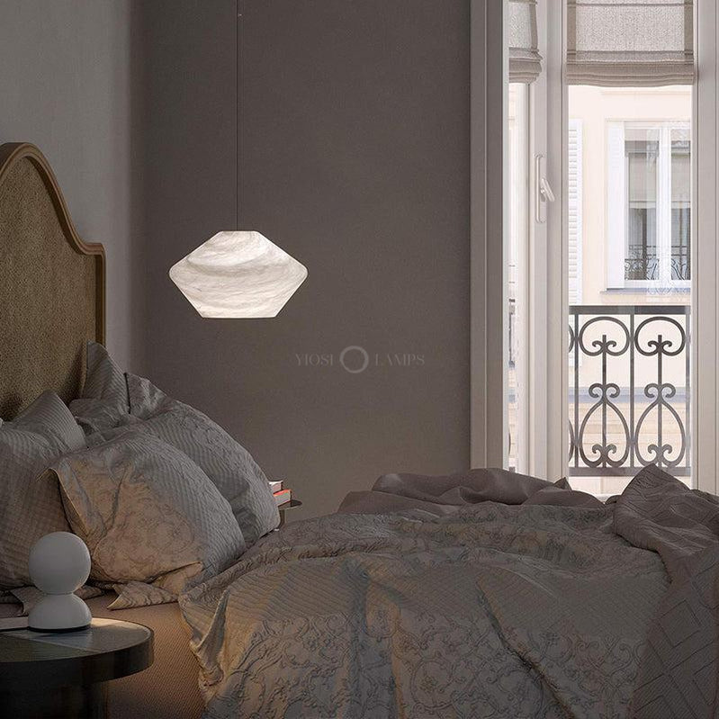 Decorative Alabaster Bedside Pendant Light, Living Room Pendant Light