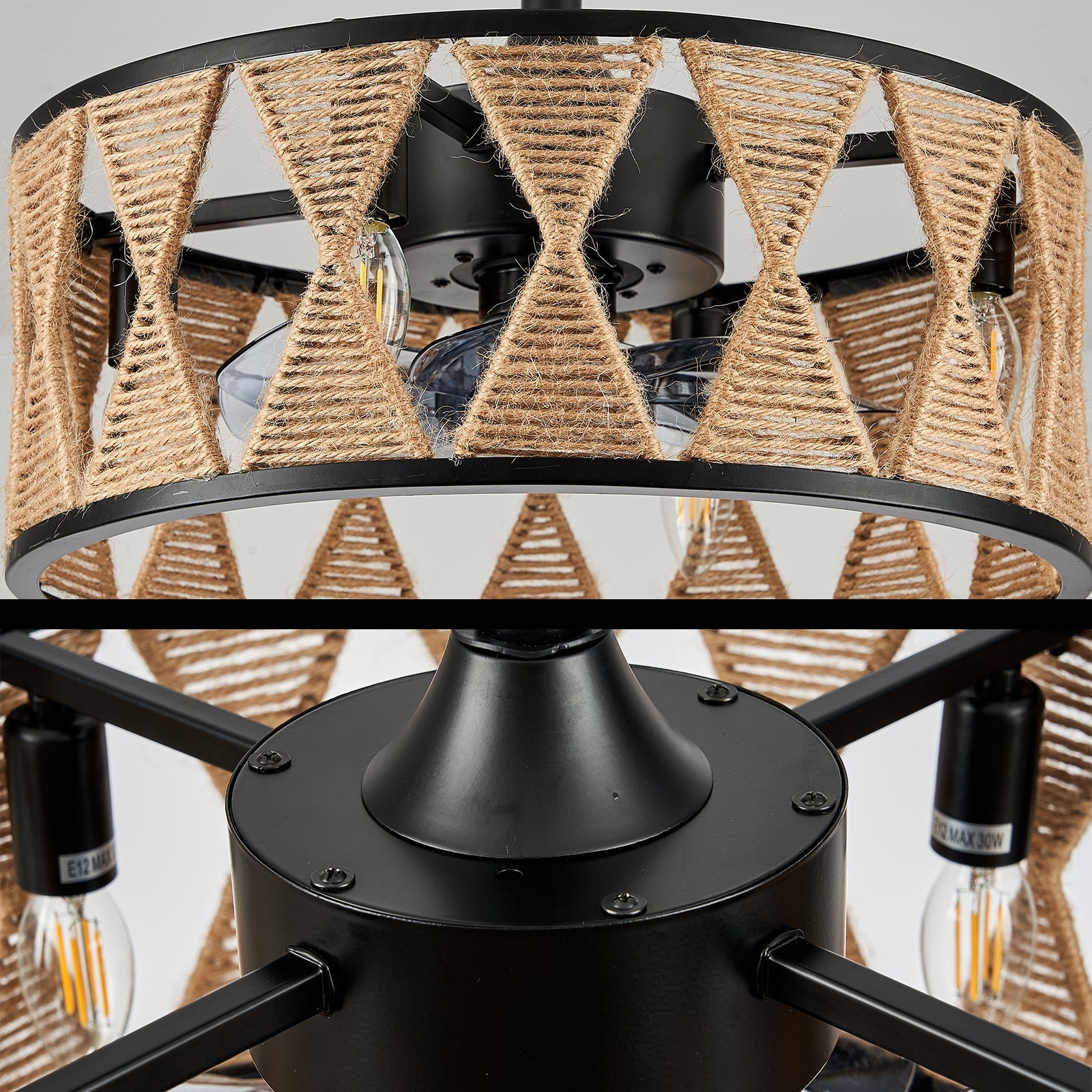 Hugo 6-Speed Ceiling Fan Light: Reverse, Timer, Natural Wind, 30W, E12 x4, Ceiling Fan Chandelier Over Dining Table, Bedroom